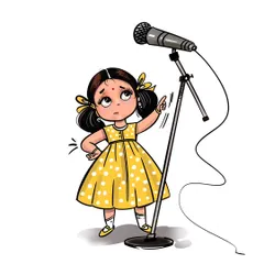 Another pose I designed for the 'Aiyyo Shradha' cartoon character. This one shows a more curious and questioning expression, adding to the character's personality for her world tour promotions.