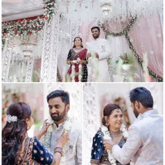 The garland exchange at the reception is a moment of mutual respect and love. I capture this ritual against the backdrop of the beautiful stage decor.