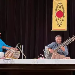 A moment of musical conversation with Ustad Shahid Parvez Khan during a performance for the Spicmacay IISER Chapter in Mohali.