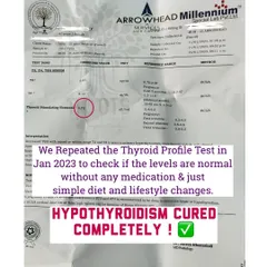 This is what's possible with Ayurveda. This report shows a client's thyroid levels returning to normal after my treatment plan, completely reversing their hypothyroidism and freeing them from daily medication.