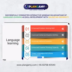 This slide from our webinar with Galgotias University outlines the key cognitive benefits of language learning, such as enhanced problem-solving and improved memory.