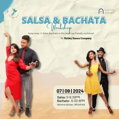 A flyer for our Salsa and Bachata workshop at Namma Ashram. These sessions are designed to be a fun, hands-on introduction to these popular Latin dances.