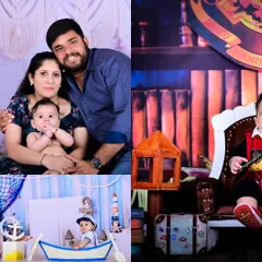 A collage showcasing the variety of creative themes I offer. From a magical Harry Potter setup to a fun day as a little sailor, we can create any world your child can dream of.
