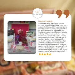 This review from a corporate client praises their Diwali gift hamper for its beautiful packaging, premium goodies, and thoughtful curation, noting it made their festival brighter.