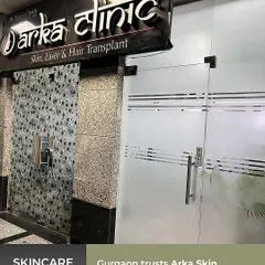 The entrance to Arka Skin, Laser & Hair Transplant clinic in Gurgaon. We have created a professional and welcoming environment for all our patients.