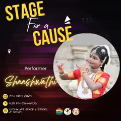 We feature a diverse range of talents, including young classical dancers like Shaanvathi, at our 'Stage for a Cause' events. It's a celebration of all art forms.