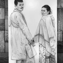 This A4 couple portrait was for a client in Kerala. I focused on the traditional attire and the gentle way they are holding hands, turning a photograph into a timeless piece of art.