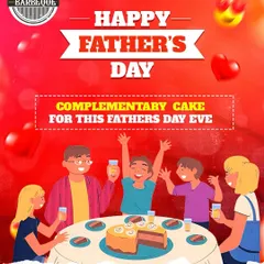 For Father's Day, we add a sweet touch to the celebration. This graphic announces a complimentary cake for families dining with us, making it the perfect way to treat Dad to a memorable meal.