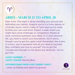 A weekly tarot forecast for Aries. This week is about standing your ground and defending your beliefs with courage and strength. The cards suggest you are equipped to rise above any obstacles that come your way.