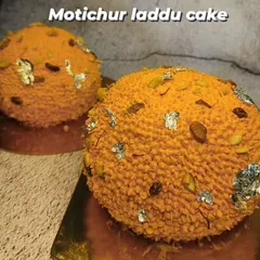 This is not a laddu, it's a Motichoor Laddu Cake. My fusion cake recipes are a highlight of the advanced course, teaching you how to blend traditional Indian sweets with modern baking techniques.