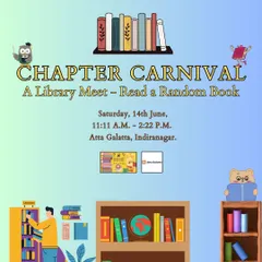 Poster for 'Chapter Carnival', a library meet with a random book reading game.