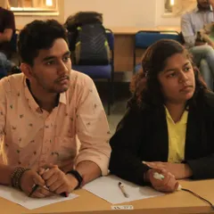 A moment of intense focus with my colleague during a legal event. Collaboration is a fundamental part of legal practice, from handling our first pro bono case together to petitioning in the Delhi High Court.