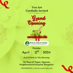 You are cordially invited to the grand opening of our new branch in JP Nagar. We are excited to bring our holistic wellness services to a new community.