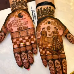 Our expertise extends to all special occasions, like this custom Karva Chauth design. We created a beautiful scene of the festival's rituals right on the palms, making the celebration even more memorable.