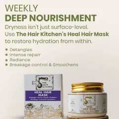 Dryness isn't just a surface issue. My Heal Hair Mask provides weekly deep nourishment to restore hydration from within, helping to detangle, repair damage, control breakage, and bring back radiance.