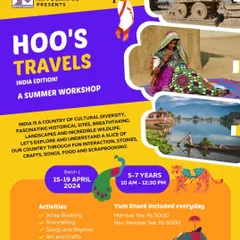 The first batch of our Hoo's Travels summer workshop. In this program, kids create a fun scrapbook to record their adventures as we "travel" across India.