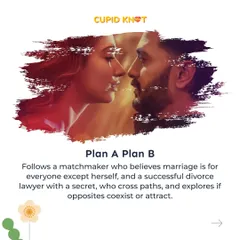 Movie Idea: Plan A Plan B. A matchmaker who doesn't believe in marriage and a divorce lawyer cross paths. It's a fun exploration of whether opposites really attract.