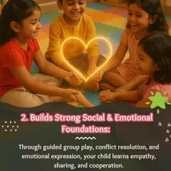 (Image) I focus on building strong social and emotional foundations. Through guided play, children learn empathy, sharing, and cooperation, which are essential life skills.