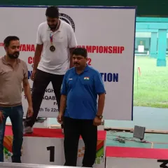 My role as an official for the Haryana State Rifle Association allows me to contribute to the sport at a high level. Here I am presenting medals at the state championship.