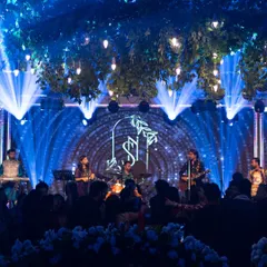 A full live band on stage, complete with a stunning LED backdrop and lighting design. I often work alongside bands to provide a complete musical journey for an event.