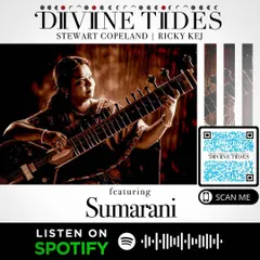 This graphic for 'Divine Tides' highlights my feature on the album. My sitar work is woven into the epic soundscape of this project, a testament to my love for cross-genre music collaboration.