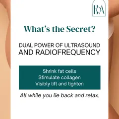 What's the secret behind Exilis? It's the dual power of ultrasound and radiofrequency. This combination shrinks fat cells, stimulates collagen, and visibly lifts and tightens your skin, all while you relax.