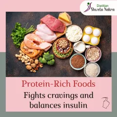 Protein is key for managing PCOD. Including protein rich foods like paneer, eggs, and lentils in your meals helps fight cravings and balance insulin levels, which is crucial for managing this condition.
