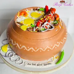 A whipped cream Biryani-themed cake for a true biryani lover. Every detail, from the rice and eggs to the prawns, is handcrafted and completely edible.