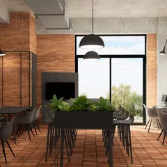 The Incubation Centre at JIM Boys Hostel in Noida is designed to be a catalyst for innovation. The industrial aesthetic, with its exposed brick and raw finishes, provides a functional and pared-back workspace where ideas have room to grow.