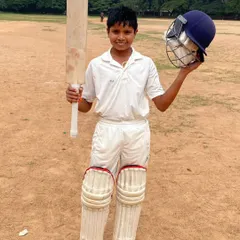 Here is Arnav after scoring 130 not out in a KSCA U14 inter-club league match. Each achievement is a baby step, and I am proud to support him on this long journey.