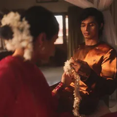 Another scene from the Studio Nirjara story. The use of traditional elements like the jasmine flower garland, paired with modern silhouettes, was a deliberate choice to blend heritage with contemporary style.