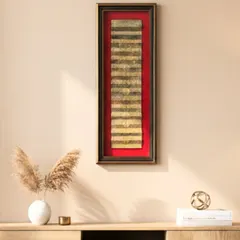 Displayed in a home, the framed Pattachitra scroll becomes a commanding piece of cultural art. The raw silk cloth mount and super clear museum glass ensure it is protected and beautifully showcased.