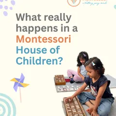 So, what really happens in a Montessori House of Children? Here you see children deeply engaged in their work, a testament to an environment where they are guided to explore their own interests.
