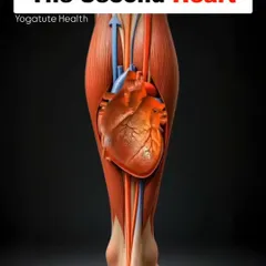 An anatomical view of why the calf is called the "Second Heart." The calf muscles act as a venous pump, and activating them through asanas like Utkatasana and Virabhadrasana is crucial for cardiovascular health.