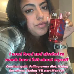 I used food and alcohol to numb how I felt about myself. I was stuck in a cycle of guilt and hating the mirror. Breaking that cycle was the hardest and most rewarding part of my journey.
