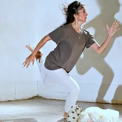 A closing moment from a performance at the Asia meets Asia Spring Camp. This image captures the delicate strength of Butoh-inspired movement, where the body tells a story of life, earth, and energy.
