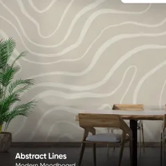 Abstract lines are a key part of a modern moodboard. This wallpaper uses gentle, flowing lines to create a sense of movement and artistry on the wall, perfect for a contemporary dining area.