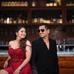 For Jinal's cocktail event, we went for a chic and modern glam look. Her radiant skin and defined eyes perfectly complemented her bold red dress, creating a sophisticated party-ready appearance.