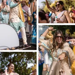 A collage of the guests dancing their hearts out in the Baraat. The energy is infectious, and I love capturing these moments of pure, uninhibited joy.