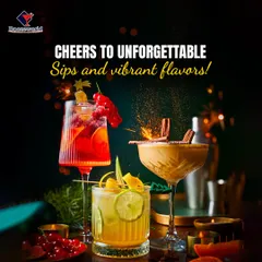 A trio of our signature creations, showcasing a range of colors and styles. From a creamy, cinnamon-dusted cocktail to a refreshing lime spritzer and a vibrant berry mix, we have something for everyone.