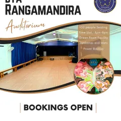 Welcome to our very own BTA Rangamandira. This professional 100-seat auditorium, complete with a green room and stage lighting, is where our students rehearse and perform, getting a true feel for the theatre.