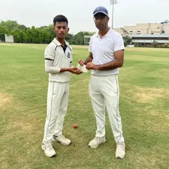 Our coach congratulating 13-year-old Avinash Yadav for his match-winning performance. We provide mentorship and celebrate every achievement, building confidence in our young players as they navigate the competitive Delhi cricket circuit.