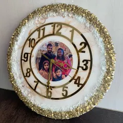 Make your clock a true family heirloom. I can embed a family photograph right in the center, surrounded by a beautiful marble and gold crystal design. It's a wonderful way to personalize your home decor.