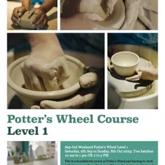 Our Potter's Wheel Level 1 course is where it all begins. This collage shows the fundamental steps you'll master, from wedging the clay to throwing your first bowl.