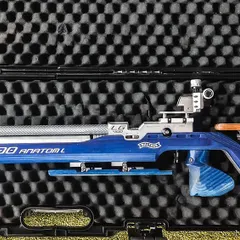 A Walther LG400 Alutec competition air rifle, securely stored in its case. We believe that training with world class equipment is essential for competing at the highest levels.