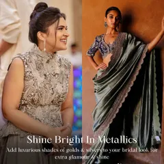 Don't be afraid to shine. Adding luxurious shades of gold, silver, and other metallics to your bridal look is a surefire way to bring extra glamour and a celebratory feel.