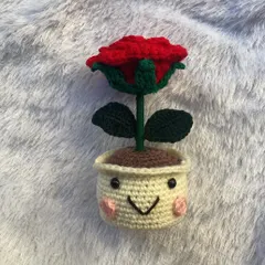 Something new for all the rose lovers out there. I've combined my classic red rose with a cute smiley pot to create this special piece. It's romance with a touch of fun.