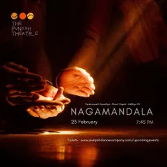 The Punyah Theatre is our home base, an intimate venue where we host powerful productions like "Nagamandala". This poster reflects the dramatic and atmospheric performances we curate, providing a platform for both our own company and other talented artists.