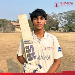 We recognize individual brilliance within our team victories. Here is Vishesh Kamble, who was crowned Best Batter of the Tournament for scoring 181 runs in 4 innings, holding his bat with pride.