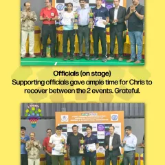 A collage detailing the story of resilience from the Yonex-Sunrise State Championship, where Chris Baptist and Mounitha A.S fought through adversity to reach the finals.